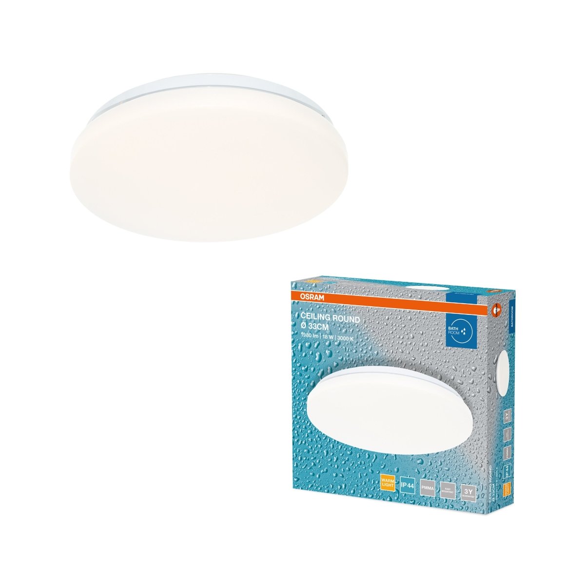4099854647604 - Stropní svítidlo ROUND, 330mm, 18W, Teplá bílá, IP44 - Czechia LEDVANCE e - shop