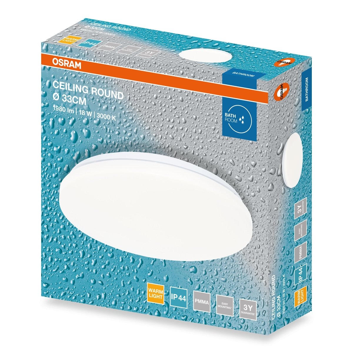4099854647604 - Stropní svítidlo ROUND, 330mm, 18W, Teplá bílá, IP44 - Czechia LEDVANCE e - shop