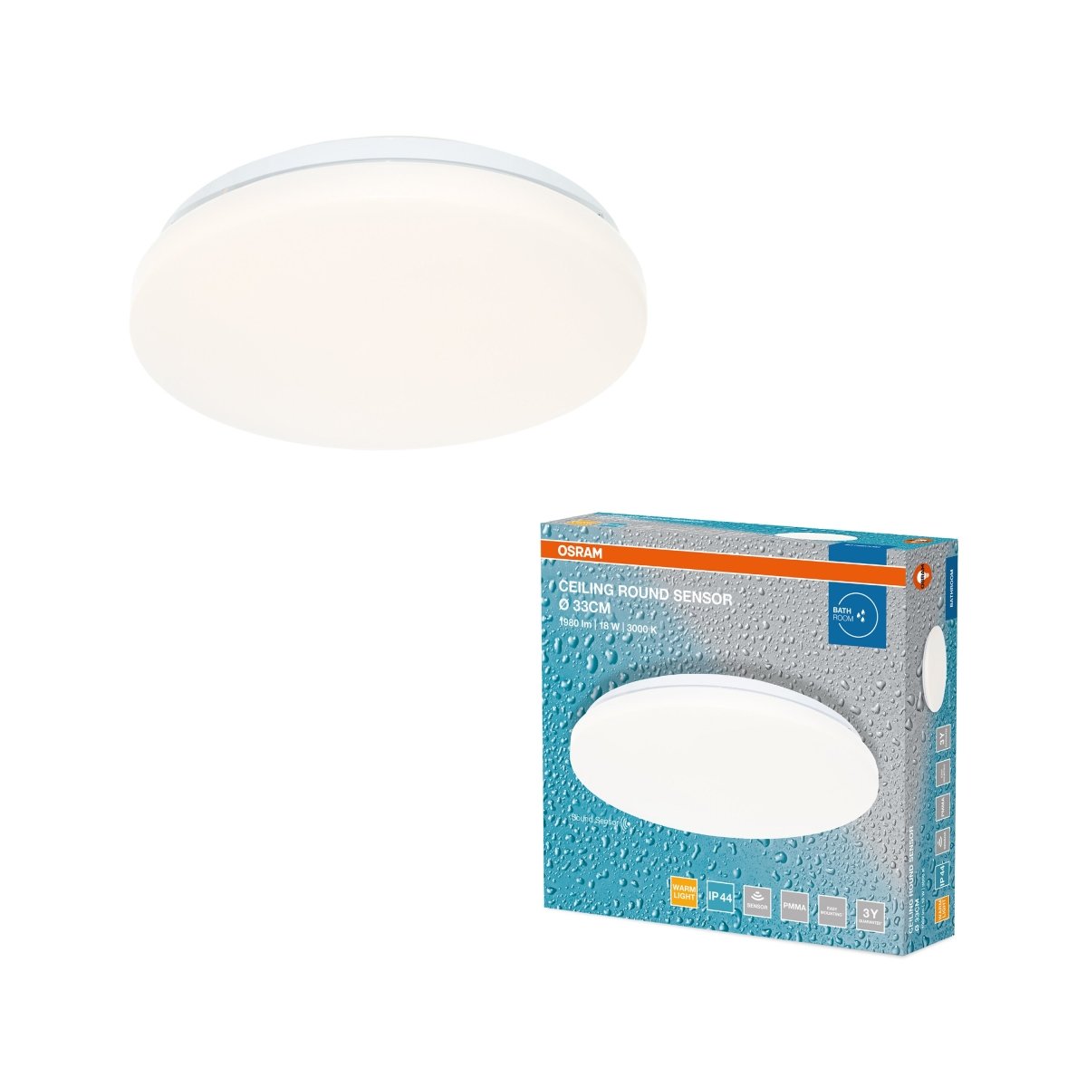 4099854647666 - Stropní svítidlo ROUND, 330mm, Teplá bílá, IP44 - Czechia LEDVANCE e - shop