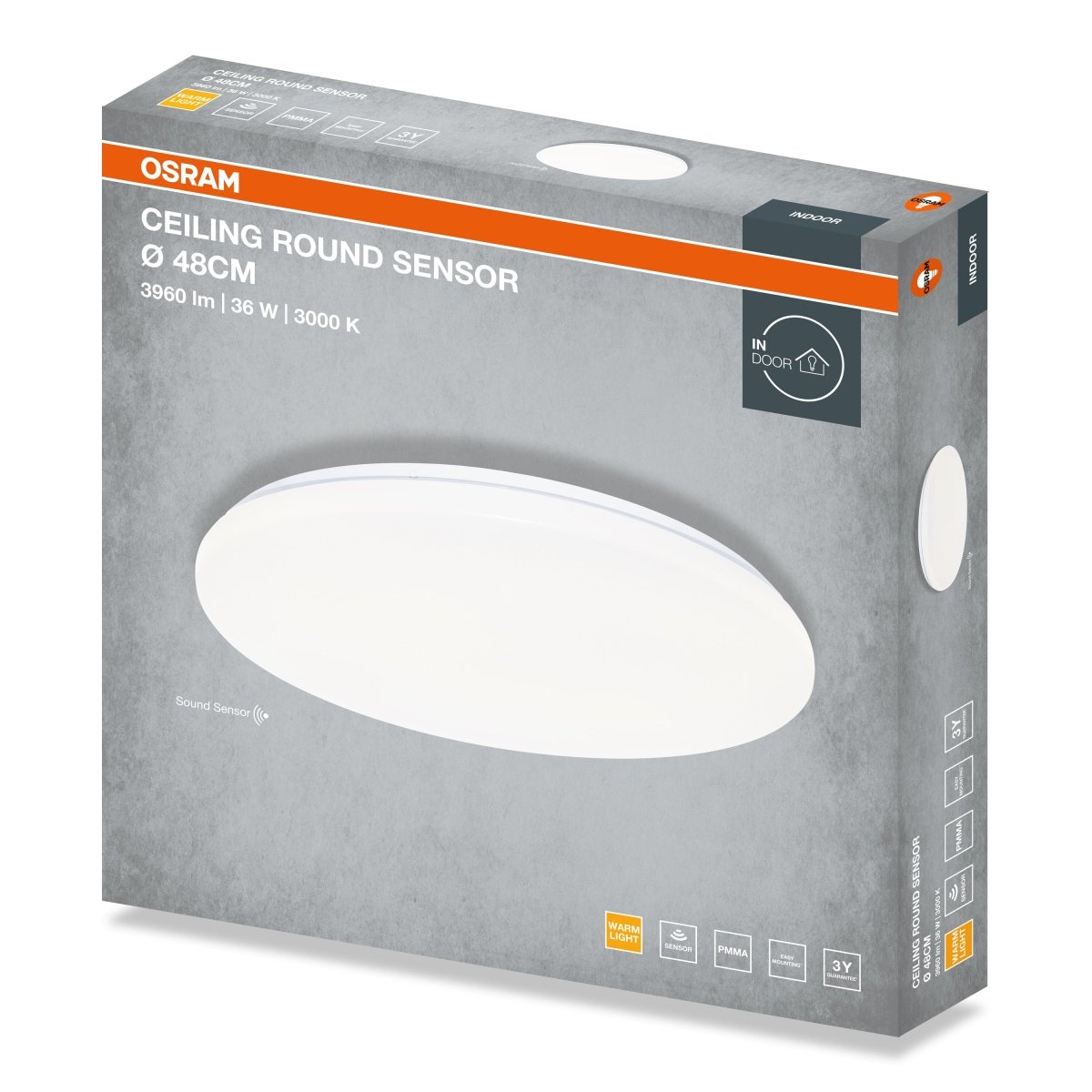 4099854648069 - Stropní svítidlo ROUND, 480mm, 36W, Teplá bílá, IP20 - Czechia LEDVANCE e - shop