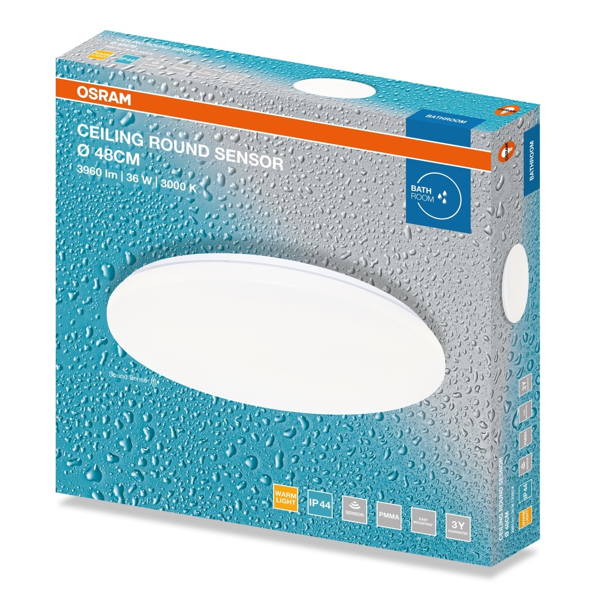 4099854648182 - Stropní svítidlo ROUND, 480mm, 36W, Teplá bílá, IP44 - Czechia LEDVANCE e - shop