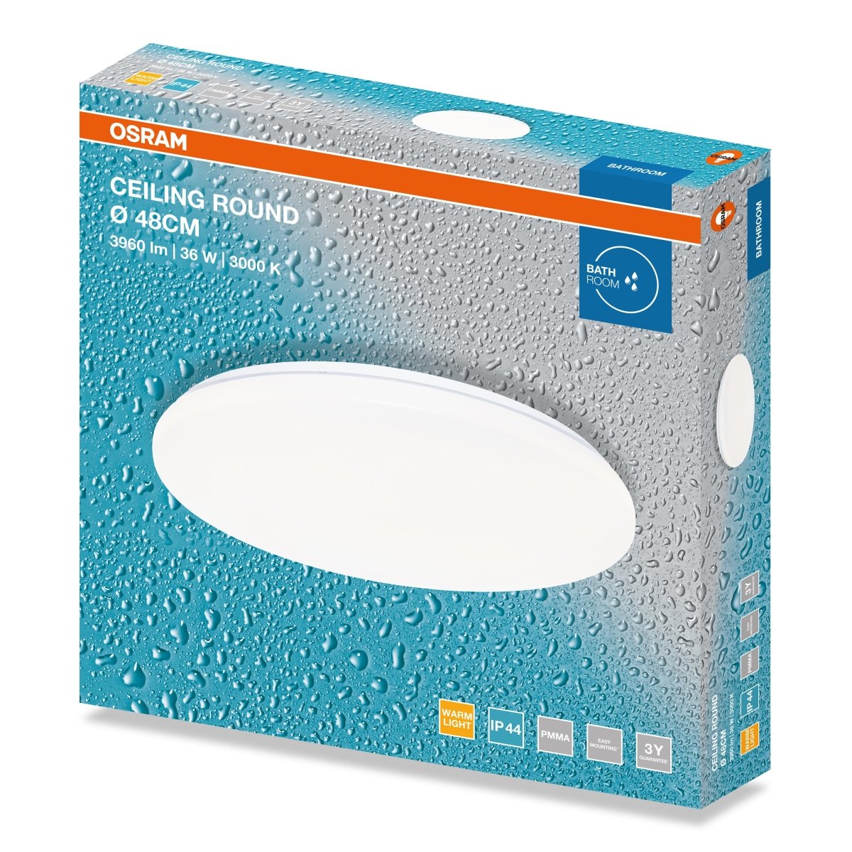 4099854648120 - Stropní svítidlo ROUND, 480mm, Teplá bílá, IP44 - Czechia LEDVANCE e - shop