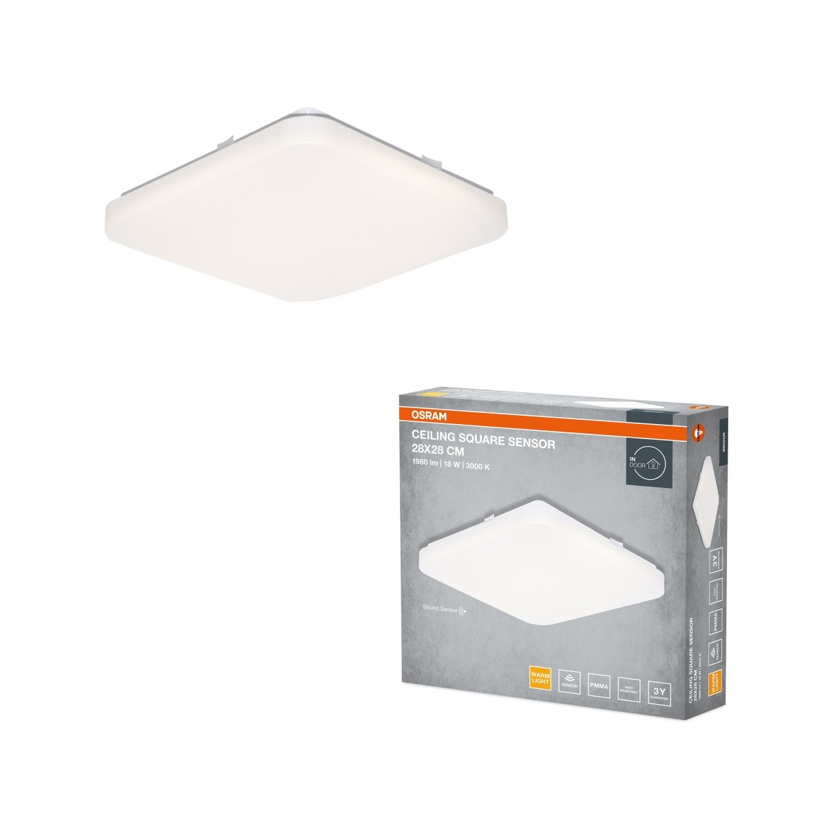 4099854648540 - Stropní svítidlo SQUARE, 280x280mm, 18W, Teplá bílá, IP20 - Czechia LEDVANCE e - shop