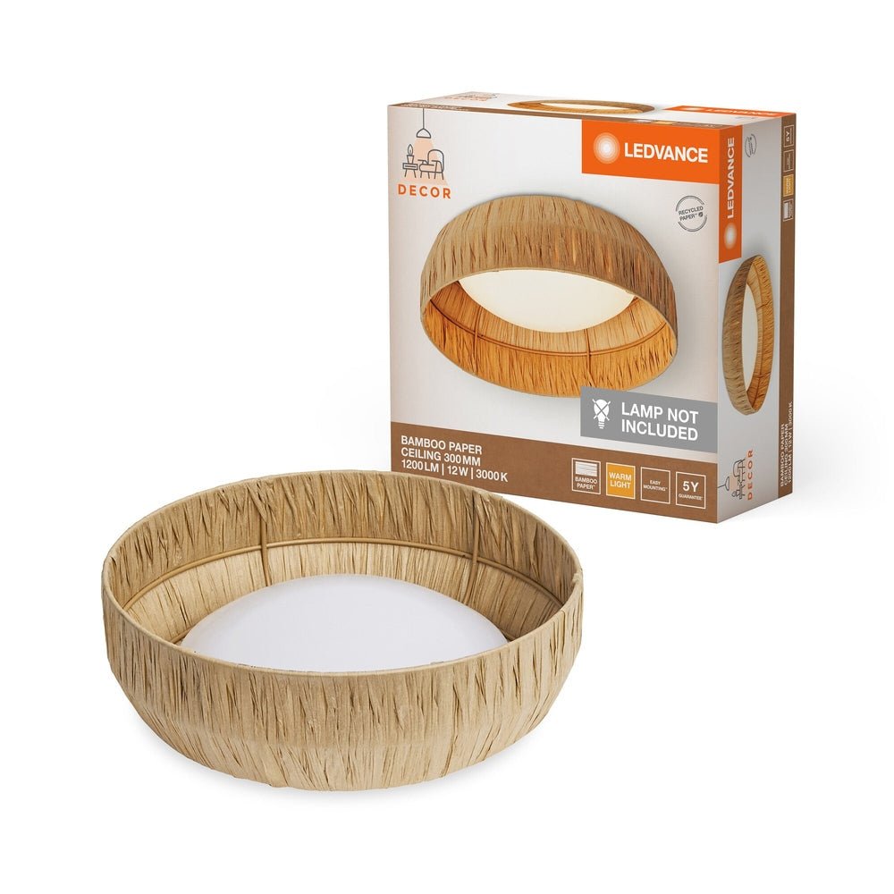 Stropní svítidlo z bambusu 12W BAMBOO 300mm, teplá bílá