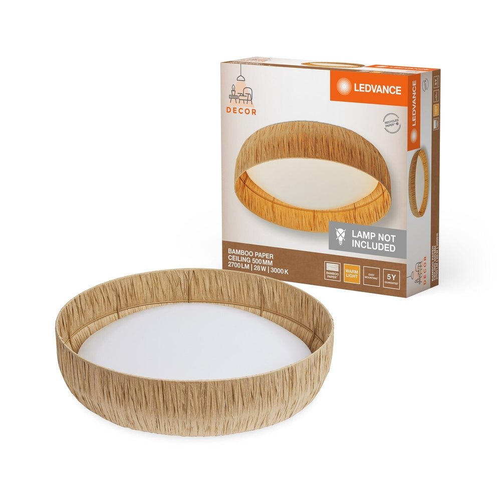 Stropní svítidlo z bambusu 28W BAMBOO 500mm, teplá bílá