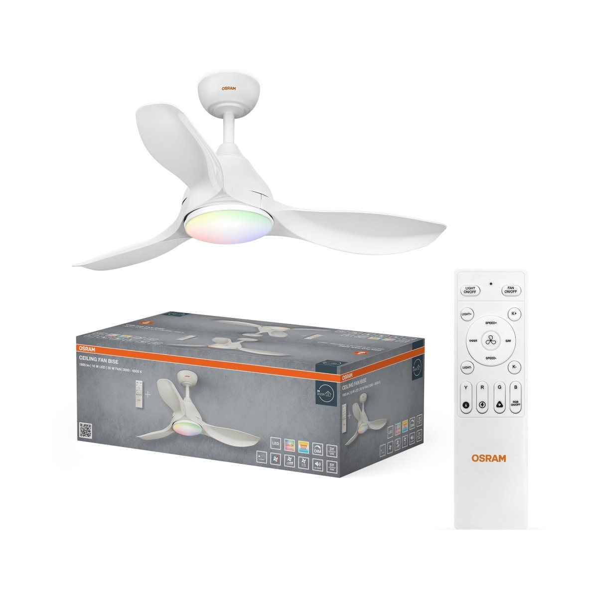 4058075857773 - Stropní ventilátor Bise 1065 mm 48 W, laditelná bílá RGB - Stropní svítidlo - Czechia LEDVANCE e-shop