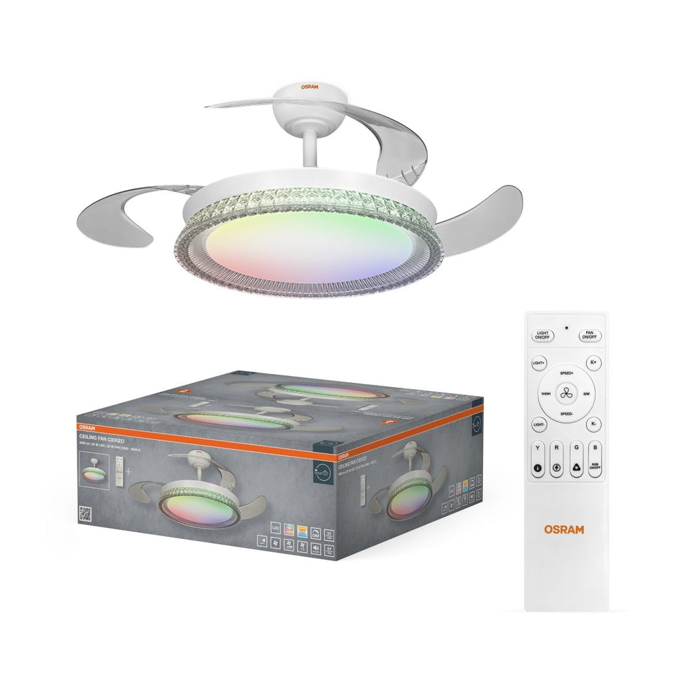 Stropní ventilátor Cierzo 1220 mm 60 W, laditelná bílá RGB