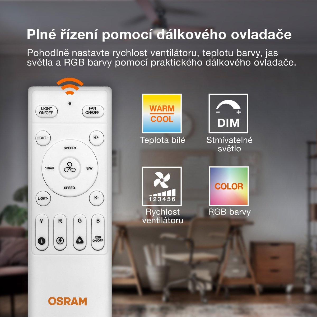 4058075857995 - Stropní ventilátor Murlan 490 mm 43 W, laditelná bílá RGB - Stropní ventilátor - Czechia LEDVANCE e-shop