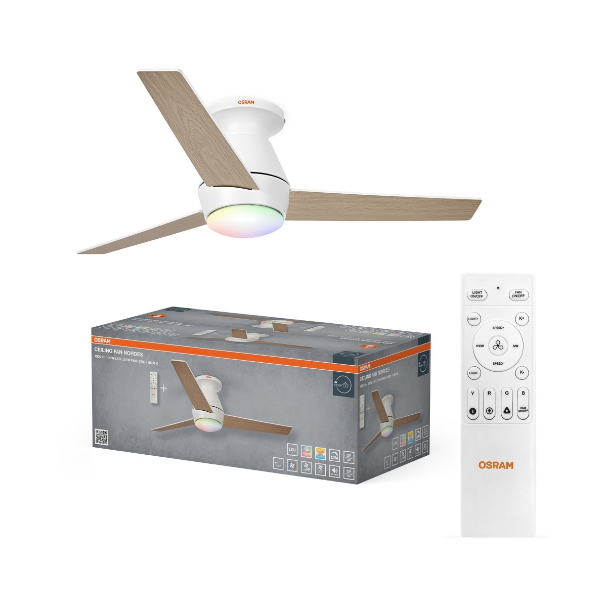 4058075857711 - Stropní ventilátor Nordes 1065 mm 38 W, laditelná bílá RGB - Stropní svítidlo - Czechia LEDVANCE e-shop