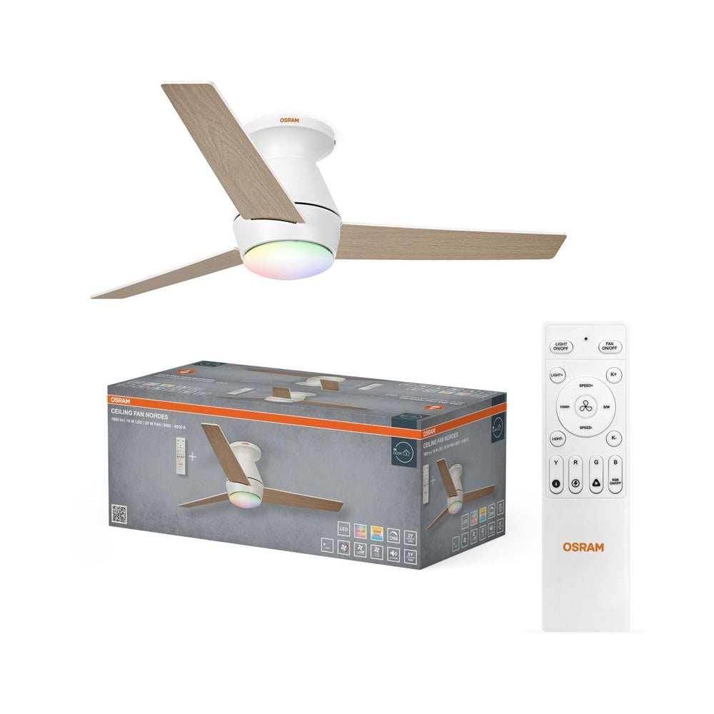 Stropní ventilátor Nordes 1065 mm 38 W, laditelná bílá RGB