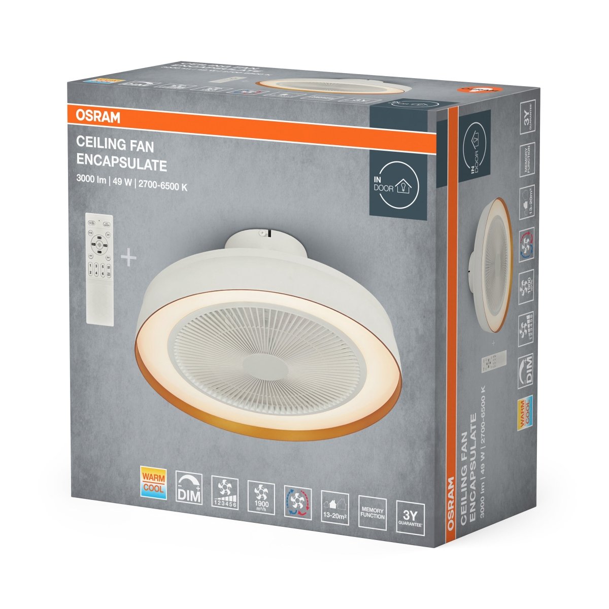 4099854497971 - Stropní ventilátor se světlem Fan Compact 480mm, 49W, Bílý - Czechia LEDVANCE e - shop