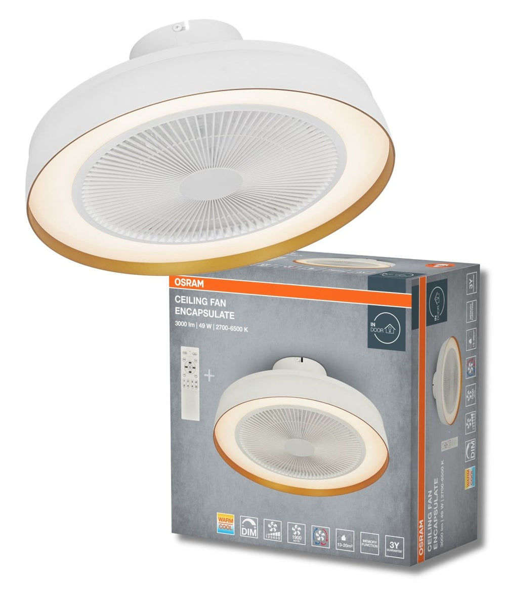 Stropní ventilátor se světlem Fan Compact 480mm, 49W, Bílý