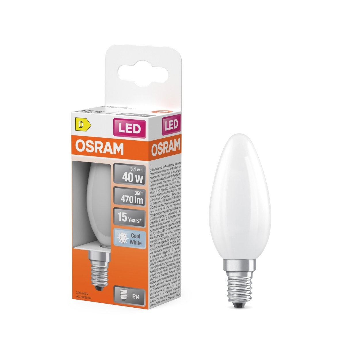 4099854467851 - Svíčková LED matná žárovka E14 4 W CLASSIC B, studená bílá OSRAM - Žárovka - LEDVANCE e - shop