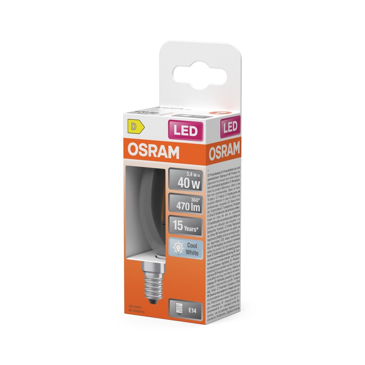 4099854467189 - Svíčková LED průhledná žárovka E14 4 W CLASSIC B, studená bílá OSRAM - Žárovka - LEDVANCE e - shop