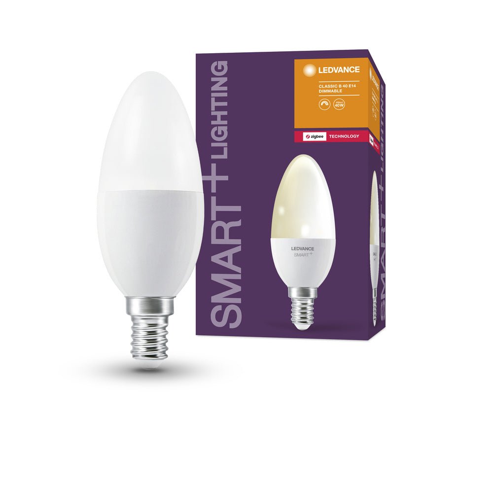 Svíčková zigbee LED stmívatelná žárovka E14 4,9 W CLASSIC B, teplá bílá
