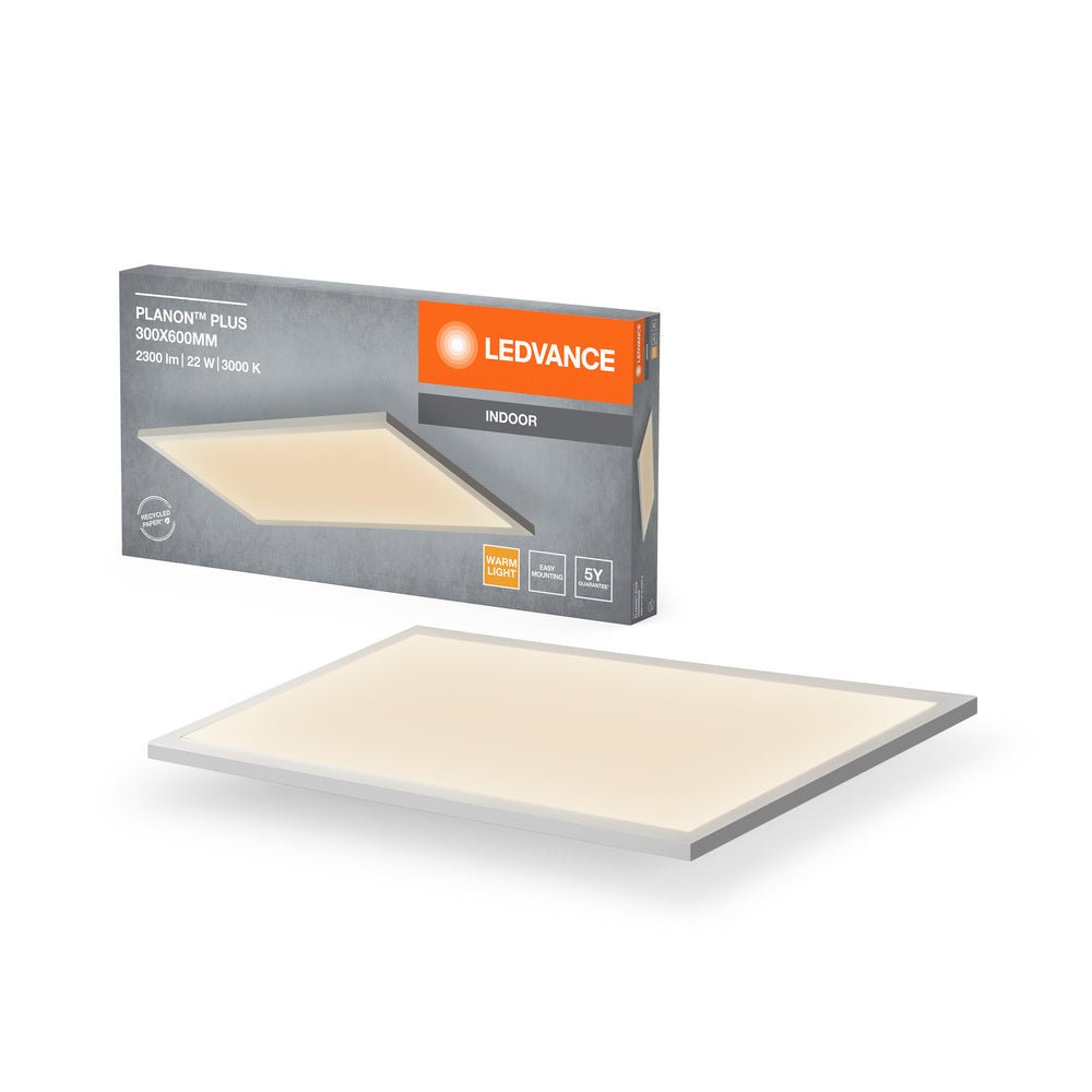Tenký přisazený panel PLANON PLUS 300x600 22W, teplá bílá