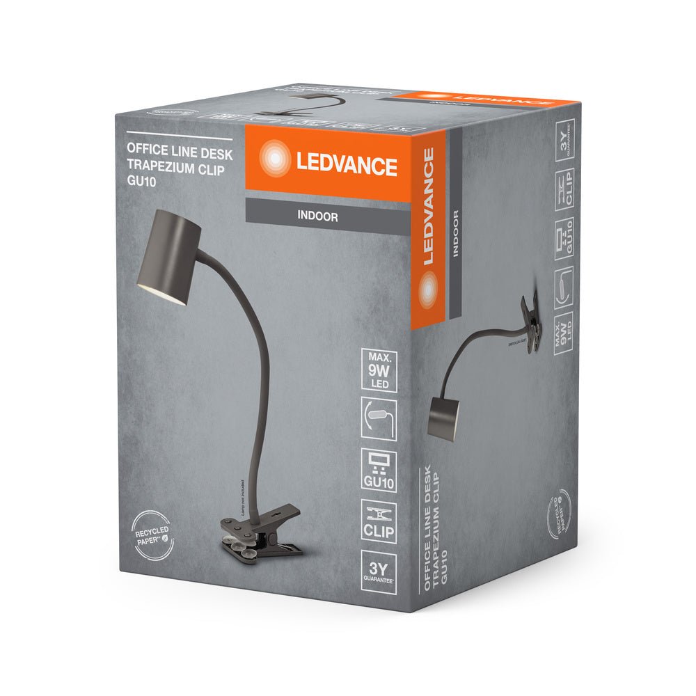 4058075843141 - Tmavě šedá stolní lampa s klipem GU10 9W OFFICE TRAPEZIUM - Stolní lampa - LEDVANCE e - shop
