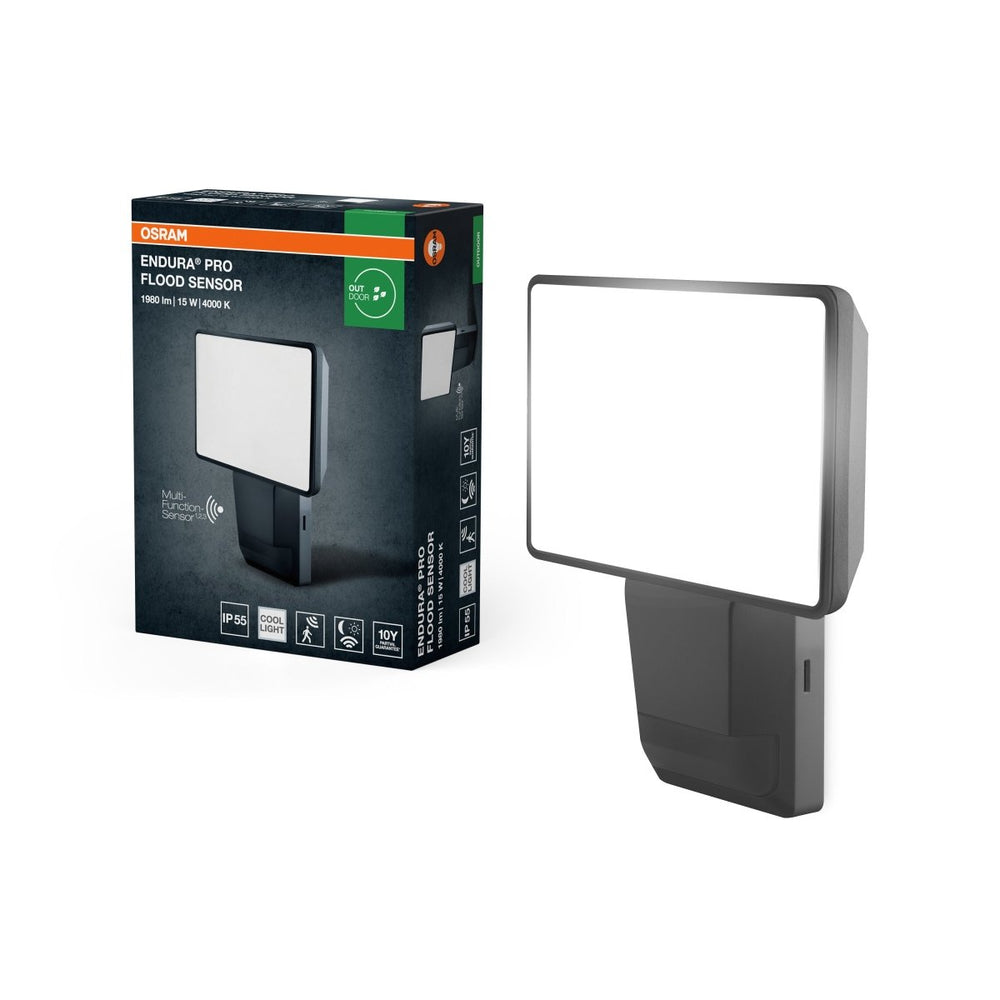 Tmavě šedý venkovní LED reflektor 15 W, studená bílá