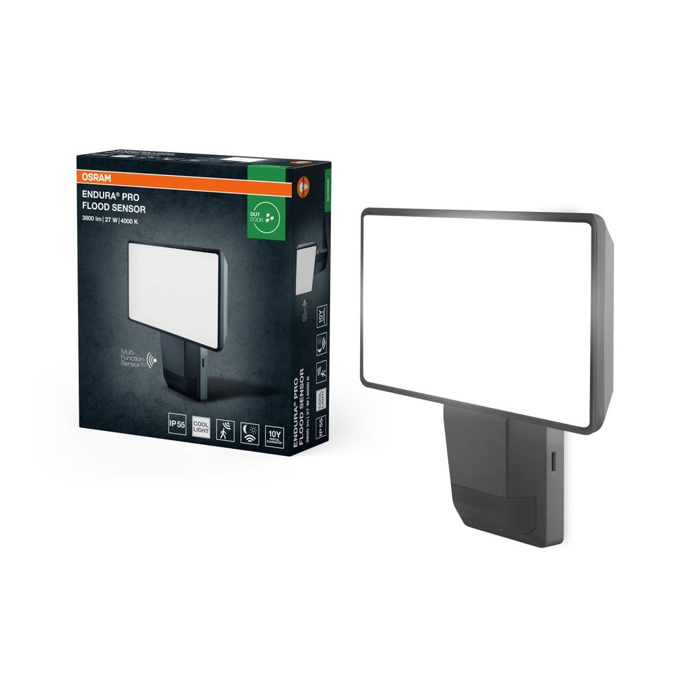 Tmavě šedý venkovní LED reflektor 27 W, studená bílá