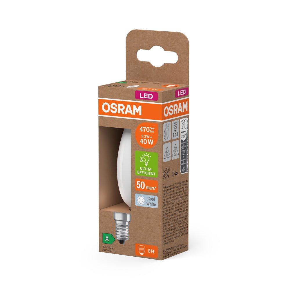 4099854255632 - Účinná LED žárovka matná E14 2.2W CLASSIC B, studená bílá - Žárovka - LEDVANCE e - shop