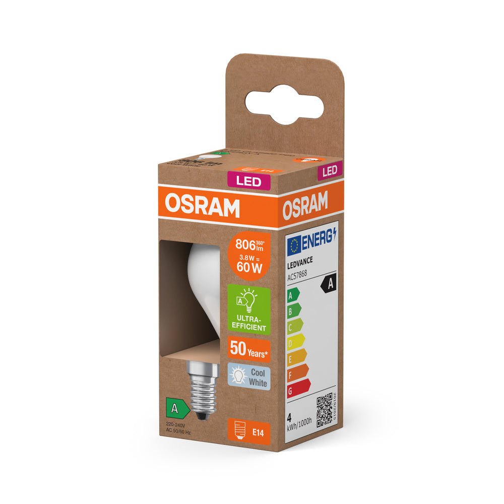 4099854255854 - Účinná LED žárovka matná E14 3.8W CLASSIC P60, studená bílá - Žárovka - LEDVANCE e - shop