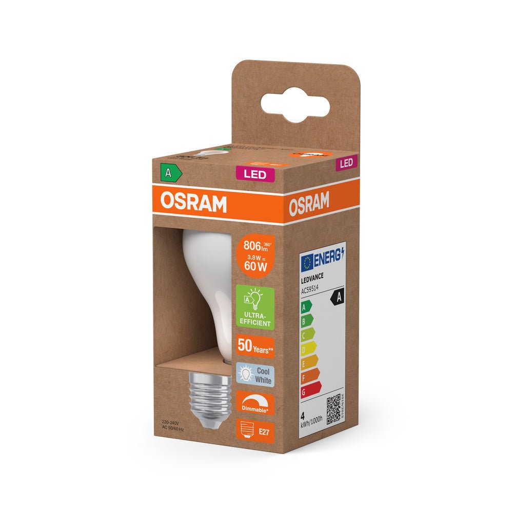 4099854265549 - Účinná LED žárovka matná E27 3.8W CLASSIC A60, studená bílá - Žárovka - LEDVANCE e - shop