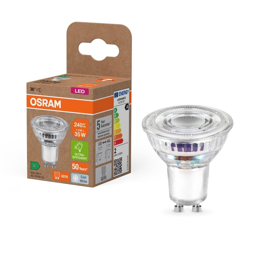 Ultra účinná LED bodovka GU10 1.3W PAR16, studená bílá