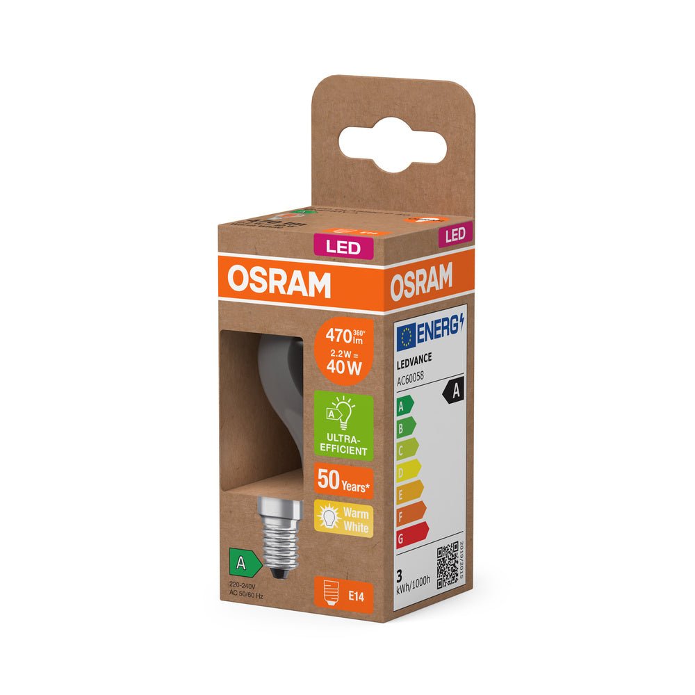 4099854255168 - Ultra účinná LED žárovka E14 2.2W CLASSIC P, teplá bílá - Žárovka - LEDVANCE e - shop