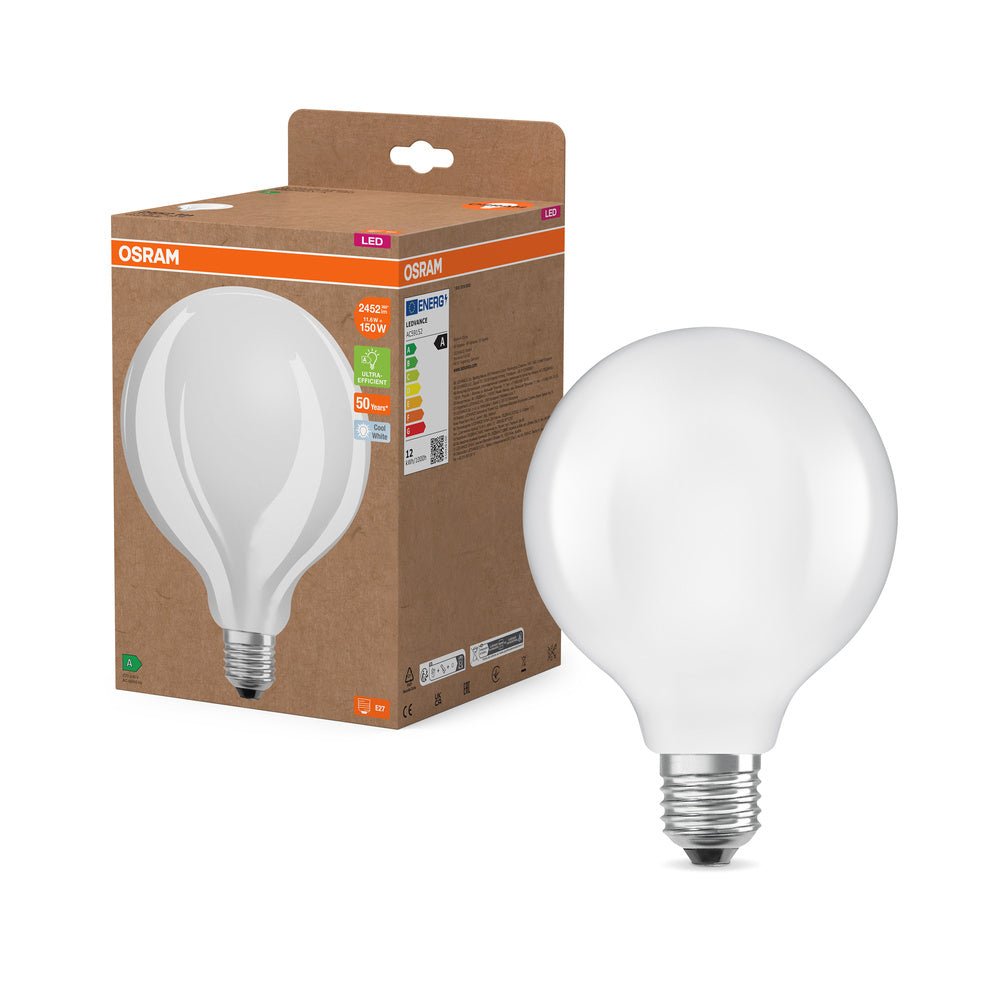 Ultra účinná LED žárovka E27 11.6W GLOBE125, studená bílá