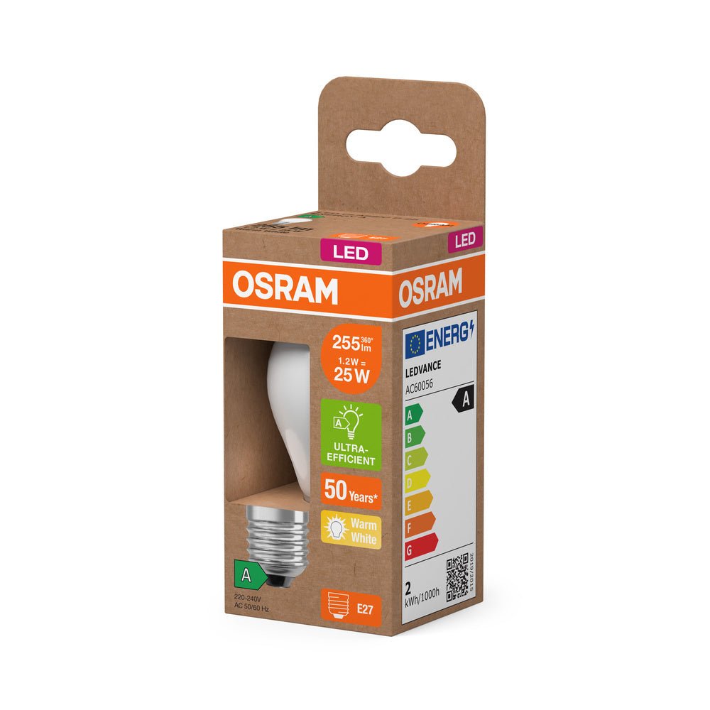 4058075839427 - Ultra účinná LED žárovka E27 1.2W CLASSIC P, teplá bílá - Žárovka - LEDVANCE e - shop