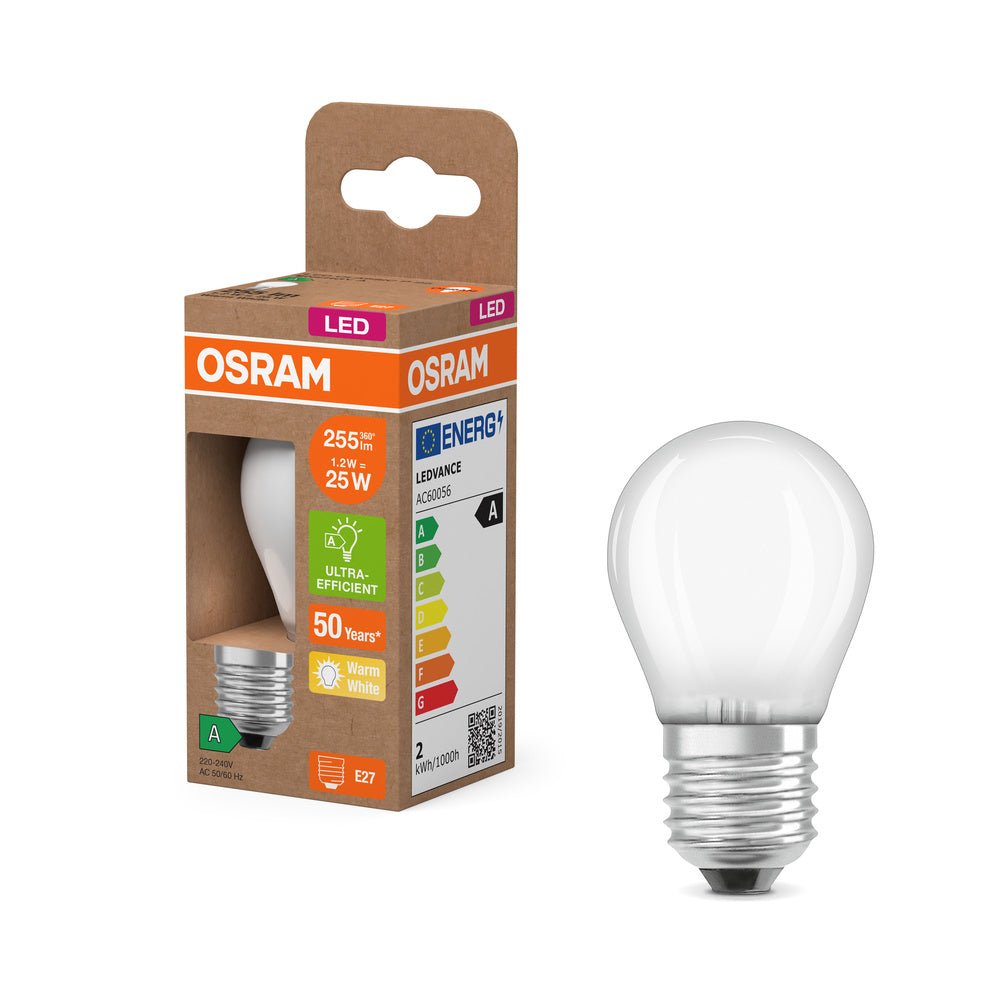 Ultra účinná LED žárovka E27 1.2W CLASSIC P, teplá bílá