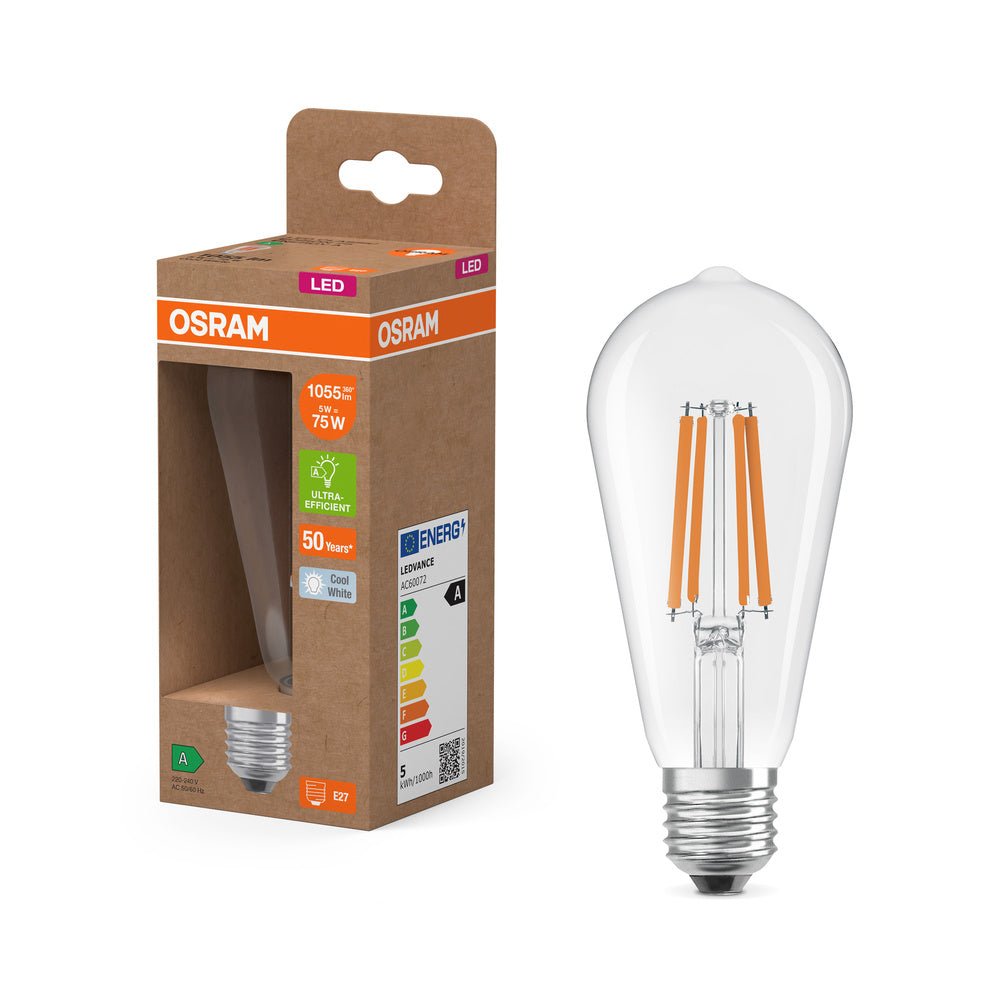 Ultra účinná LED žárovka E27 5W EDISON, studená bílá