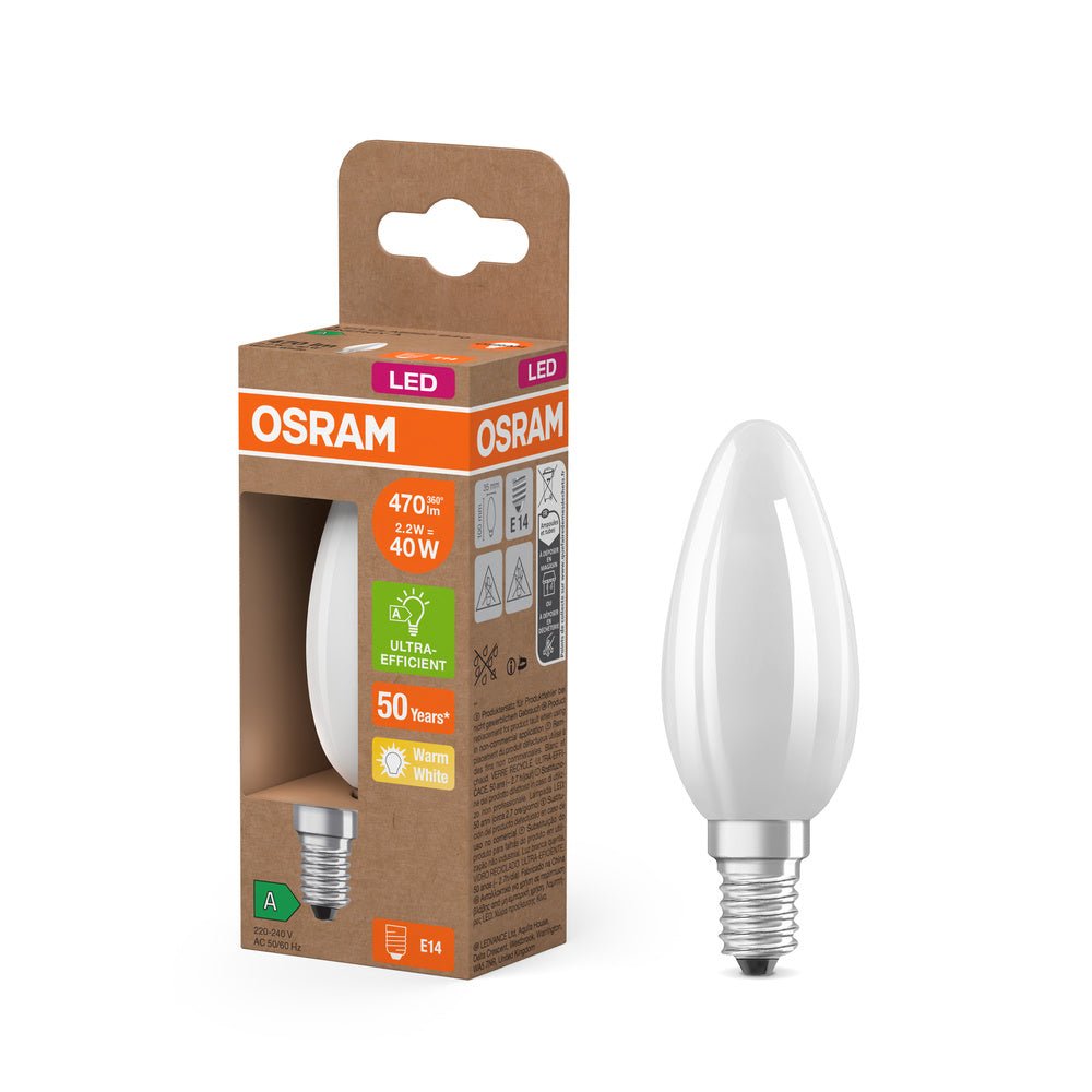 Ultra účinná LED žárovka matná E14 2.2W CLASSIC B, teplá bílá