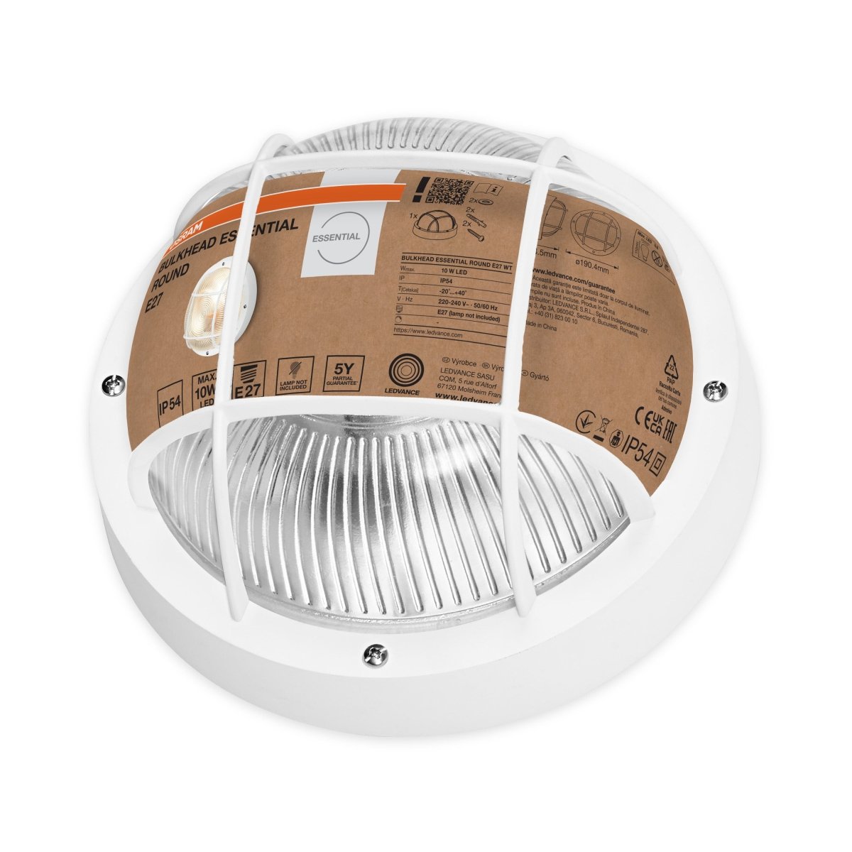 4058075845602 - Venkovní kulaté svítidlo Bulkhead Essential Round, 1x E27, Bílé - Czechia LEDVANCE e - shop