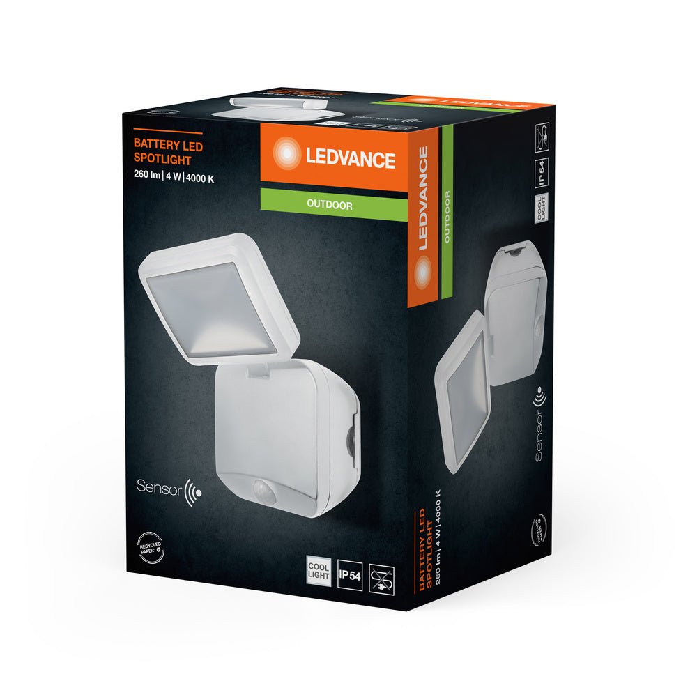 4058075227385 - Venkovní LED svítidlo s čidlem bílé BATTERY studená bílá - Nástěnné venkovní svítidlo - LEDVANCE e - shop