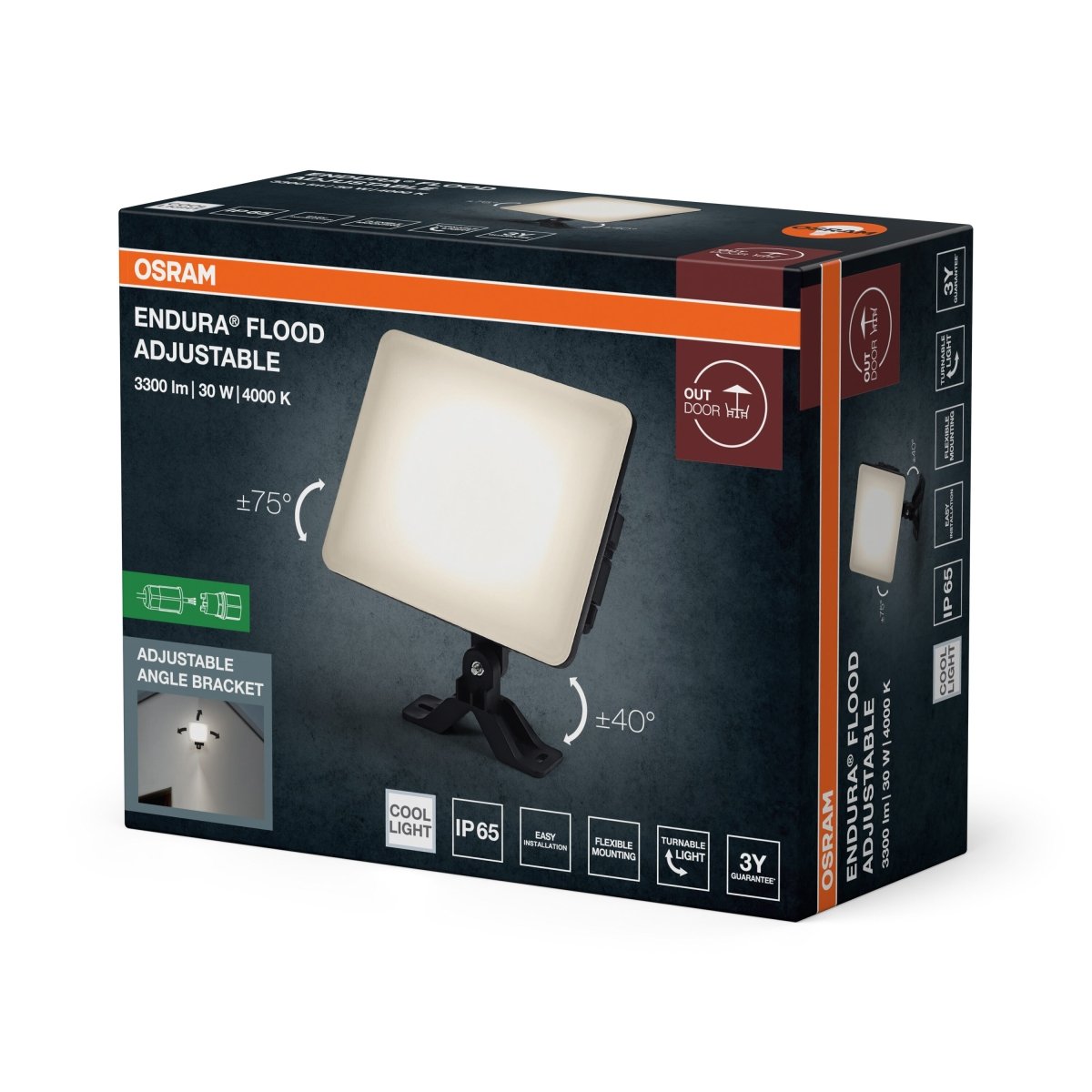 4099854706059 - Venkovní reflektor ENDURA® nastavitelný, 120 °, černá - Reflektor - Czechia LEDVANCE e-shop