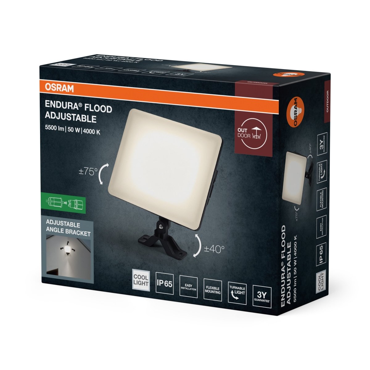 4099854706257 - Venkovní reflektor ENDURA® nastavitelný, 120 °, černá, 50,00 W - Reflektor - Czechia LEDVANCE e-shop
