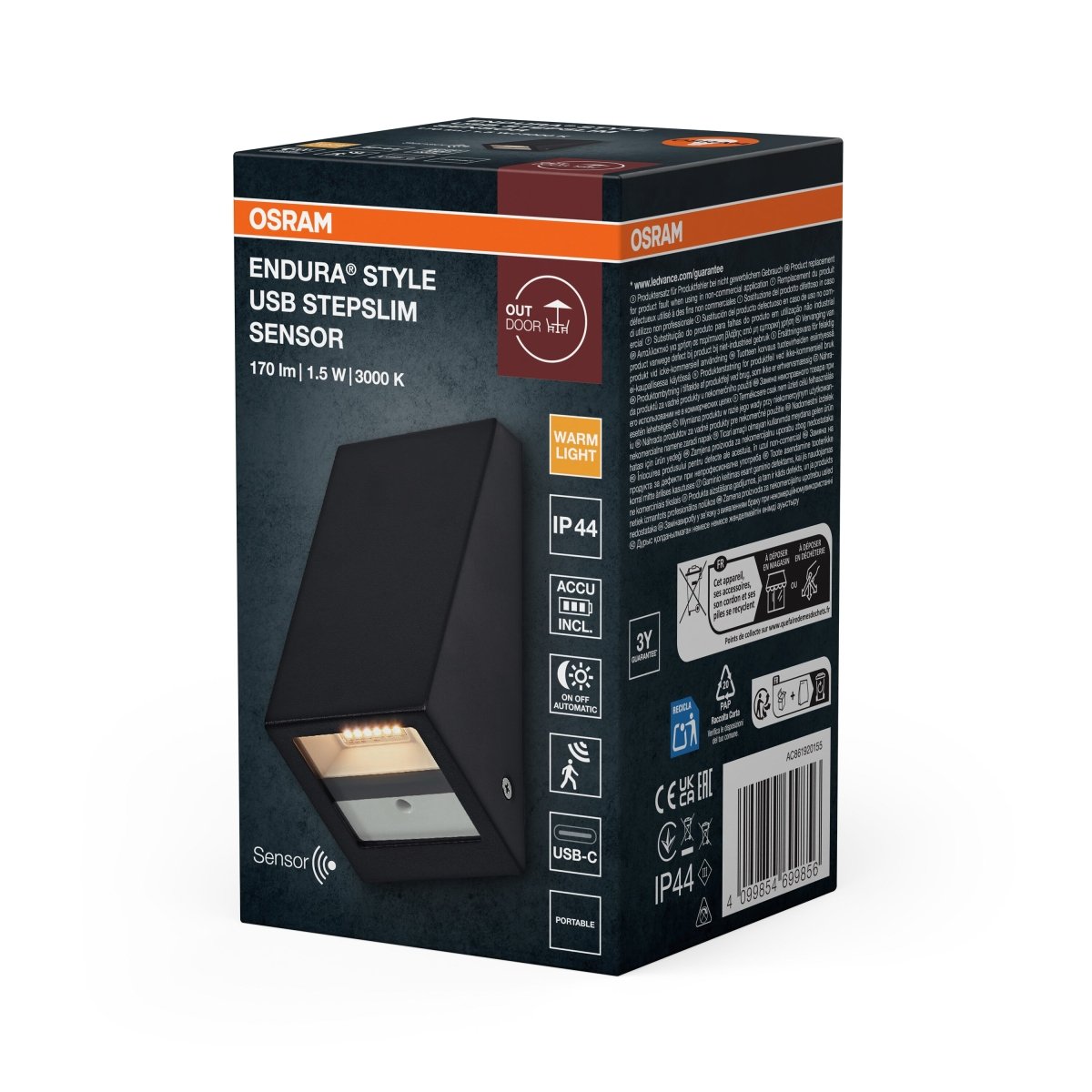 4099854699856 - Venkovní svítidlo ENDURA® Style USB nástěnný, šedá, teplá bílá, 105 ° - Venkovní dekorativní svítidlo - Czechia LEDVANCE e-shop