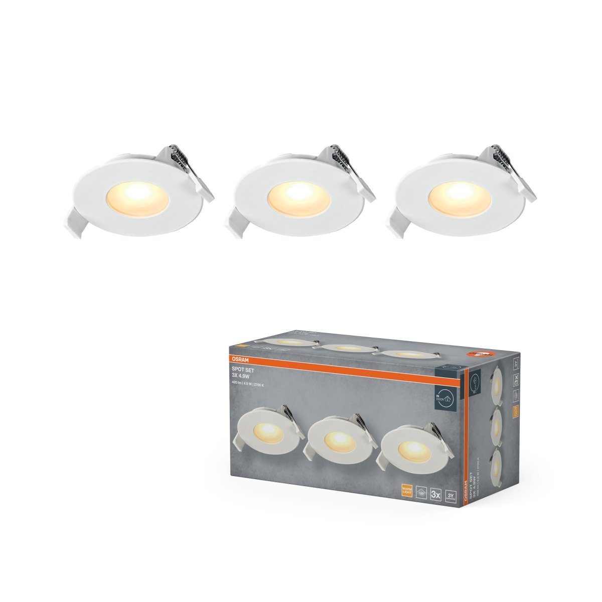 4099854595530 - Vestavný LED reflektor 120°, teplá bílá, bílá - Podhledové svítidlo - Czechia LEDVANCE e-shop