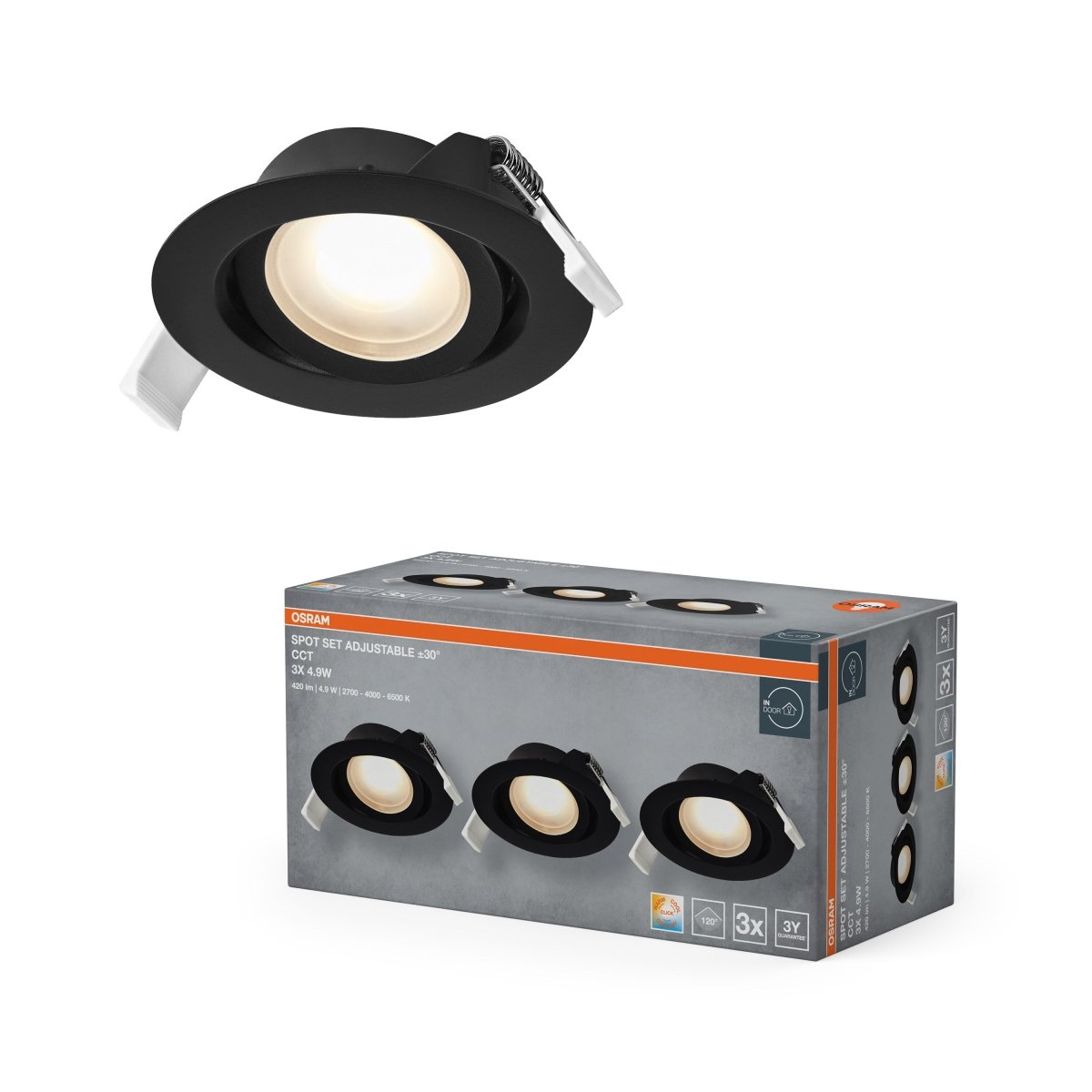 4099854595769 - Vestavný LED reflektor CCT, laditelná bílá, černá - Podhledové svítidlo - Czechia LEDVANCE e-shop