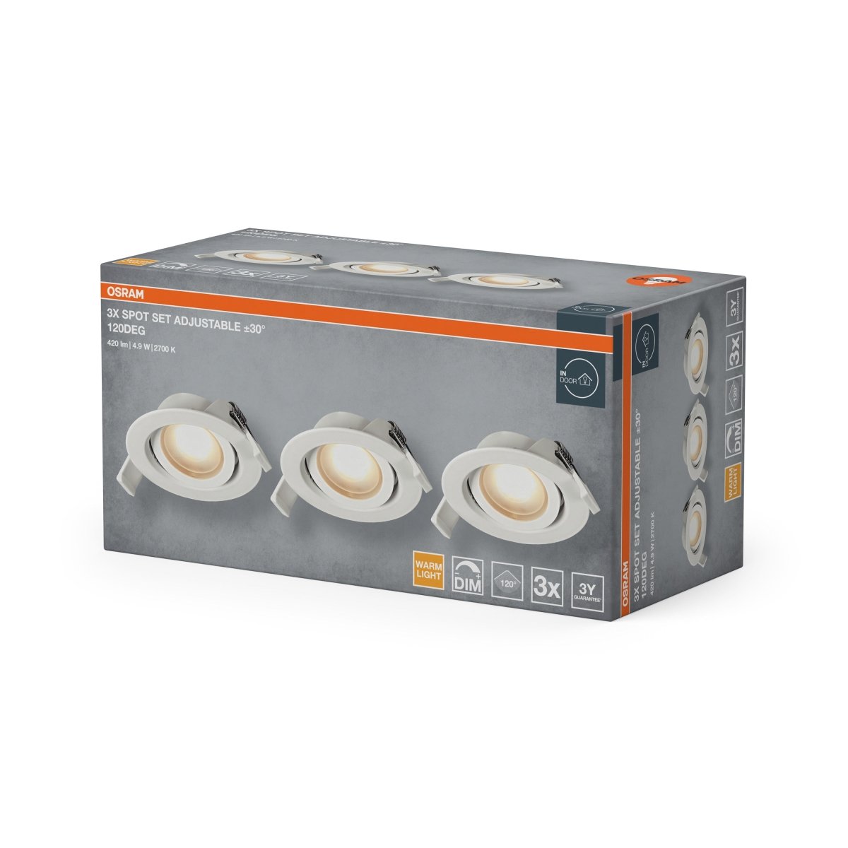 4058075853812 - Vestavný LED reflektor DIM 120°, teplá bílá, bílá - Podhledové svítidlo - Czechia LEDVANCE e-shop