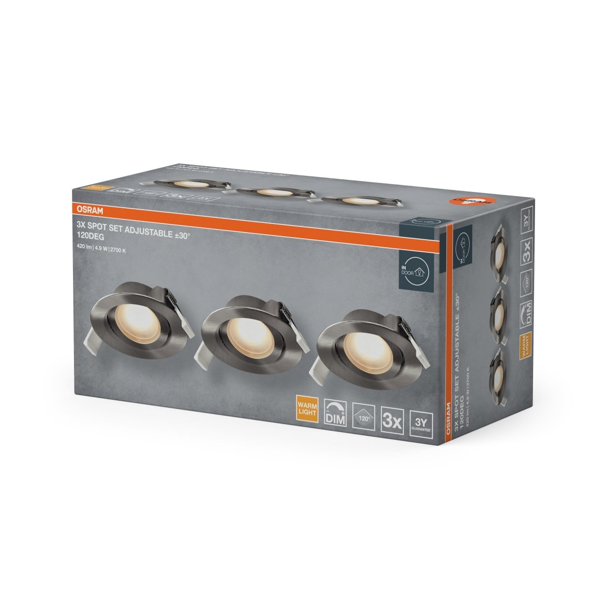 4058075853799 - Vestavný LED reflektor DIM 120°, teplá bílá, saténový nikl - Podhledové svítidlo - Czechia LEDVANCE e-shop