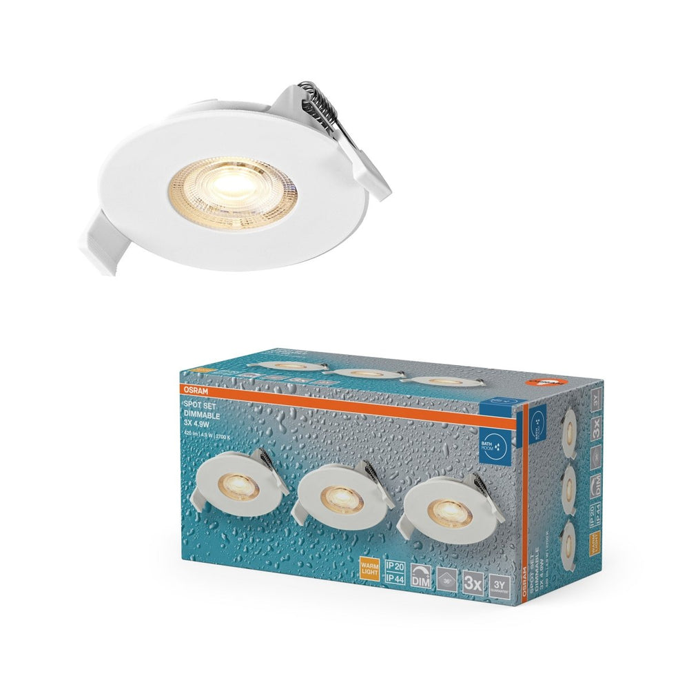 Vestavný LED reflektor DIM IP44 36°, teplá bílá, bílá