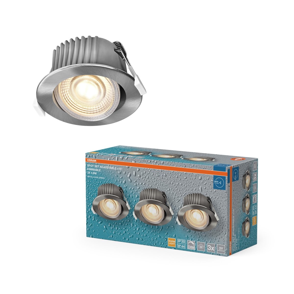 4099854596025 - Vestavný LED reflektor DIM IP44 nastavitelný, teplá bílá, 36 ° - Reflektor - Czechia LEDVANCE e-shop