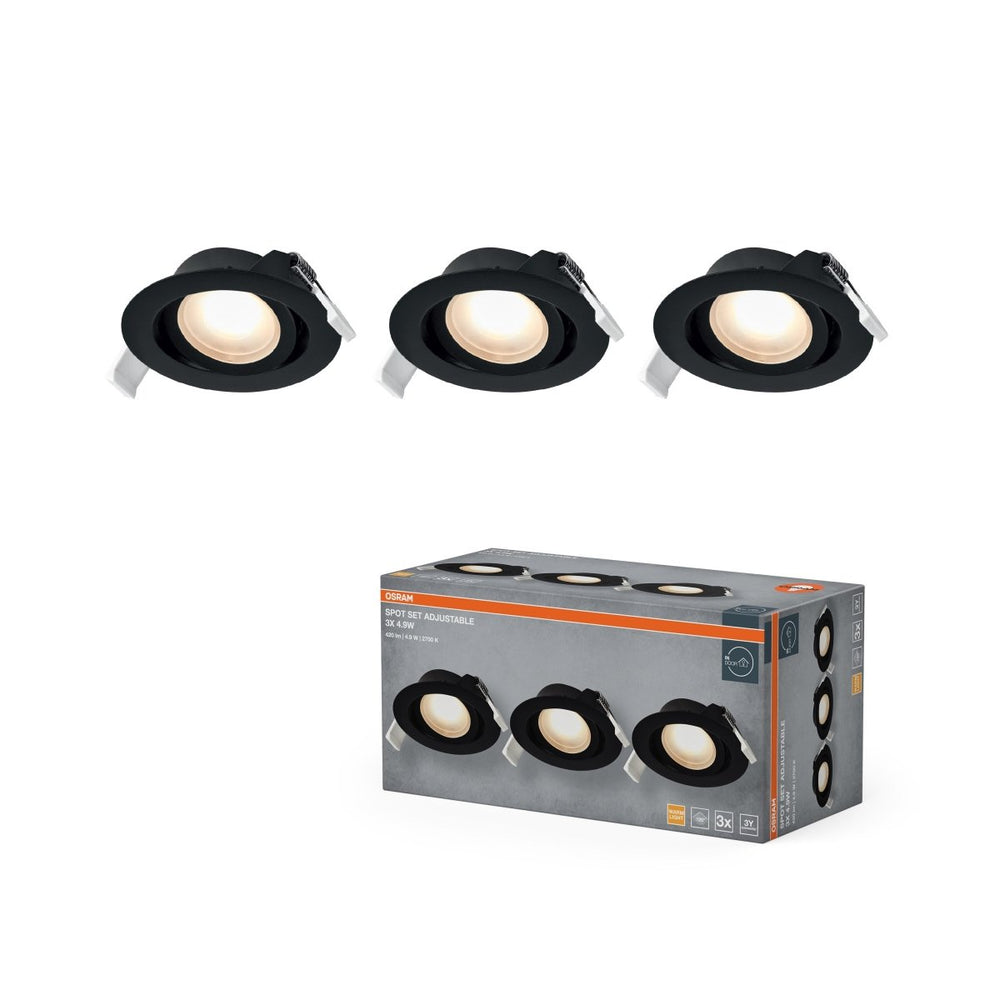 Vestavný LED reflektor nastavitelný 120°, teplá bílá, černá