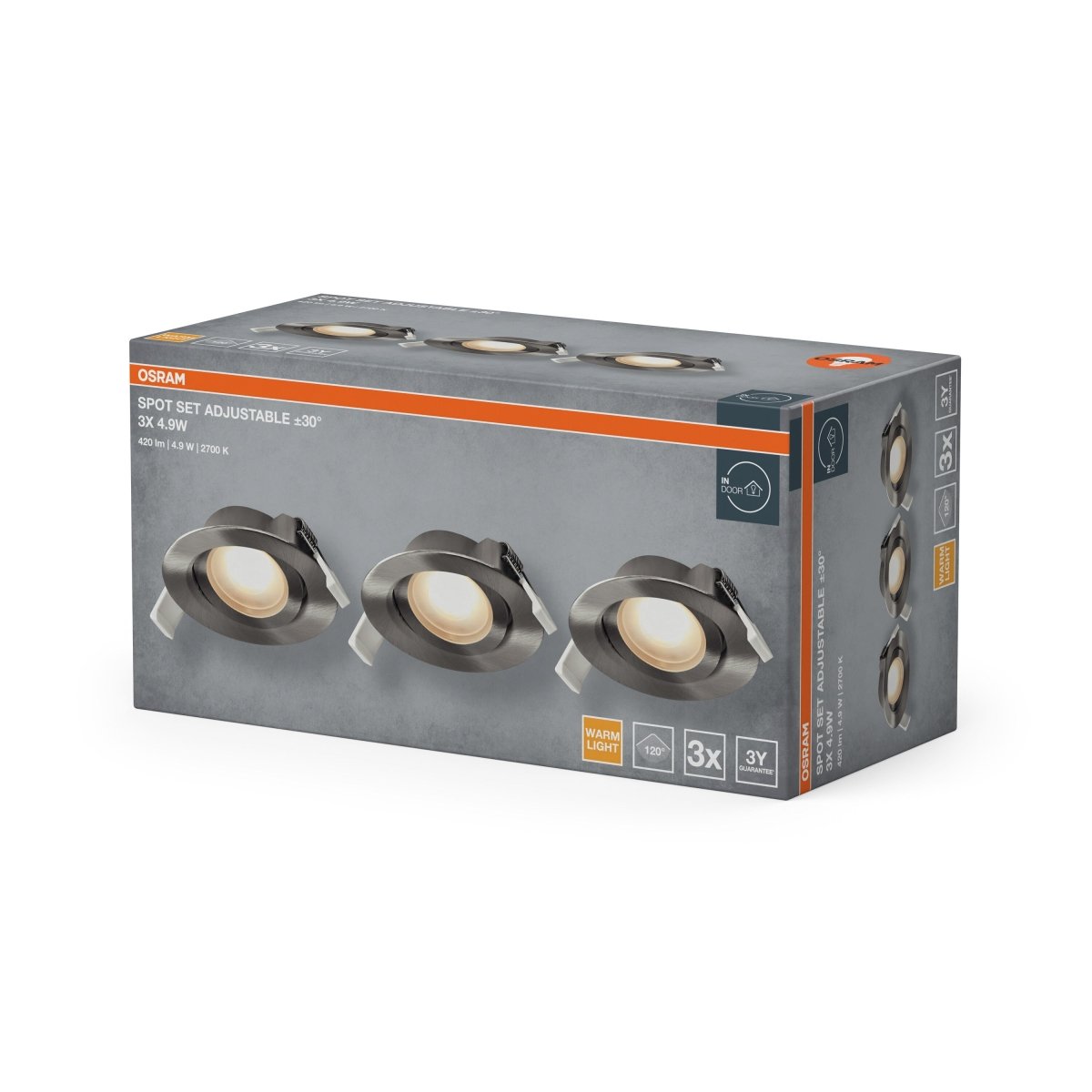 4099854595639 - Vestavný LED reflektor nastavitelný 120°, teplá bílá, nikl - Podhledové svítidlo - Czechia LEDVANCE e-shop