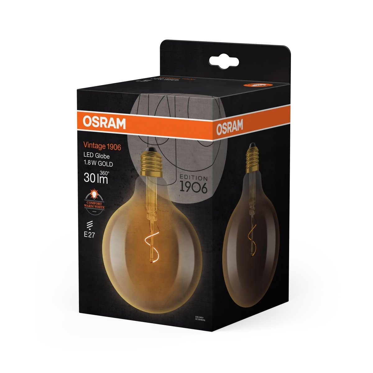 4099854551987 - Vintage LED žárovka 1906 Globe 125 Spiral Filament, 1.8W, Teplá bílá, Zlatá, E27 - Czechia LEDVANCE e - shop