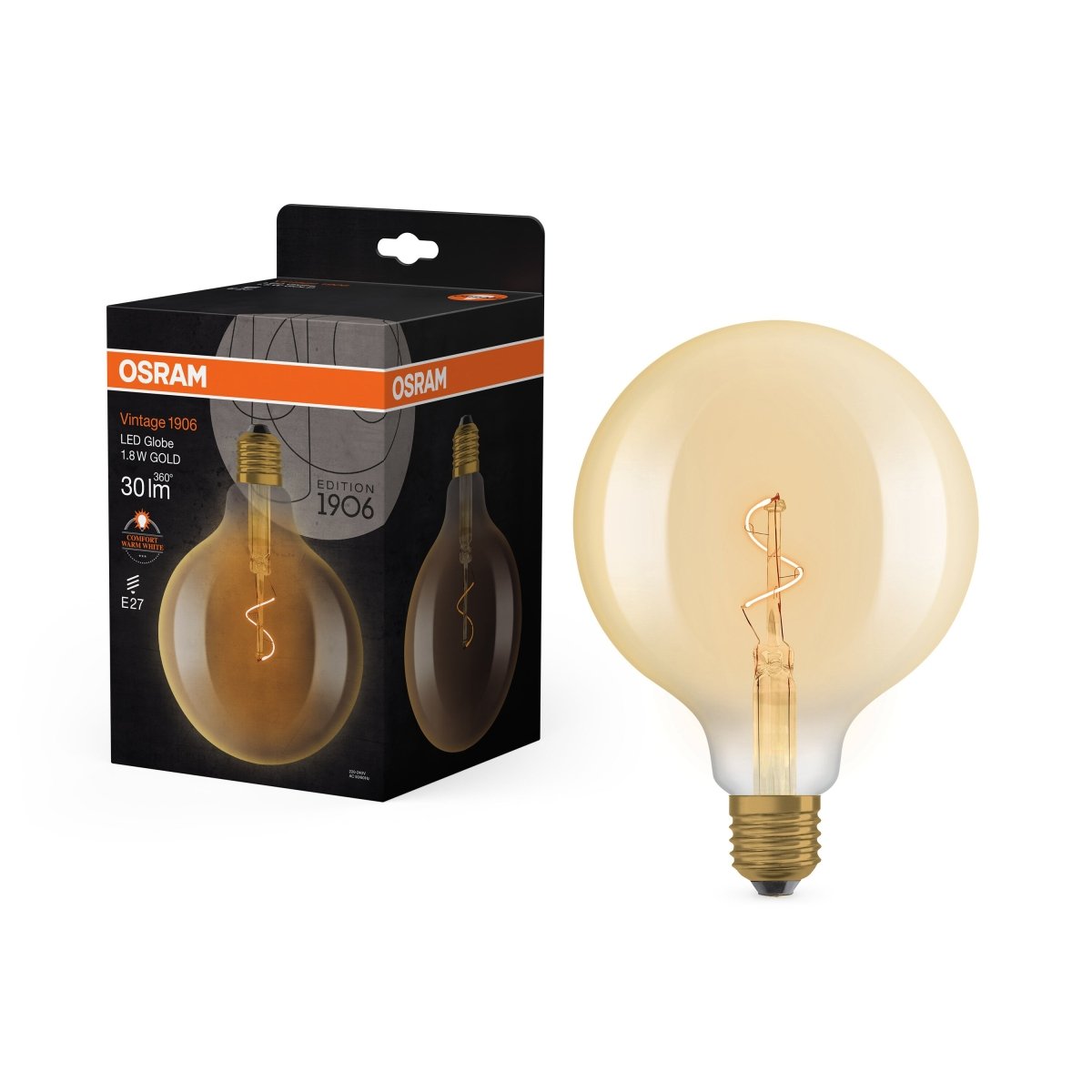 4099854551987 - Vintage LED žárovka 1906 Globe 125 Spiral Filament, 1.8W, Teplá bílá, Zlatá, E27 - Czechia LEDVANCE e - shop