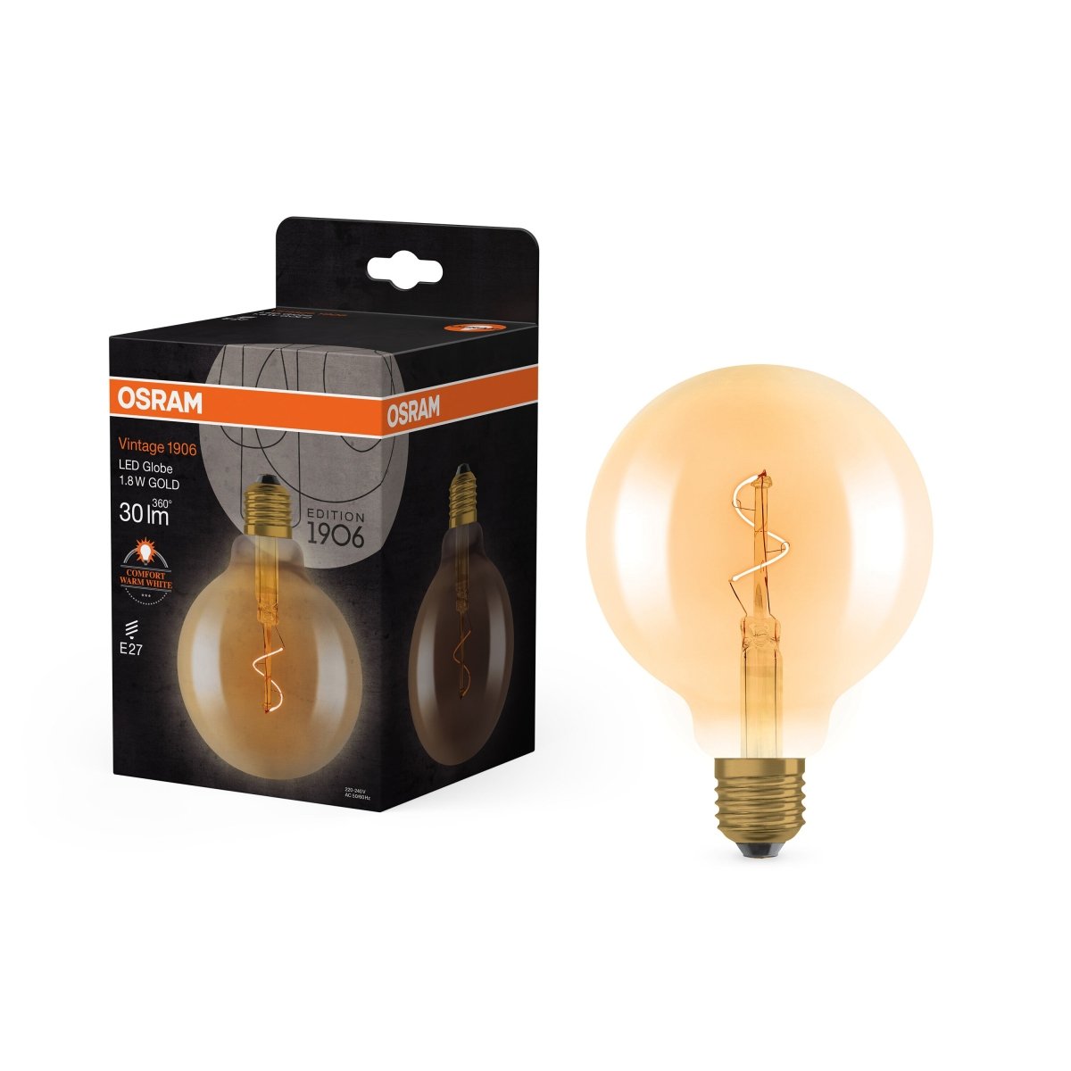 4099854551864 - Vintage LED žárovka 1906 Globe 95 Spiral Filament, 1.8W, Teplá bílá, Zlatá, E27 - Czechia LEDVANCE e - shop