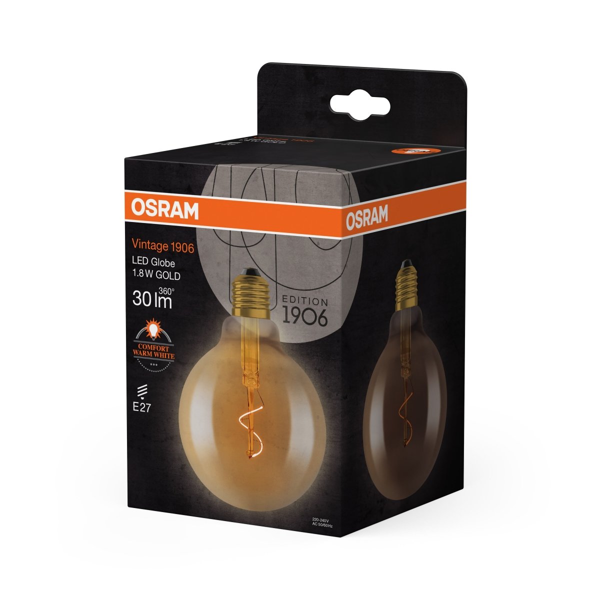 4099854551864 - Vintage LED žárovka 1906 Globe 95 Spiral Filament, 1.8W, Teplá bílá, Zlatá, E27 - Czechia LEDVANCE e - shop
